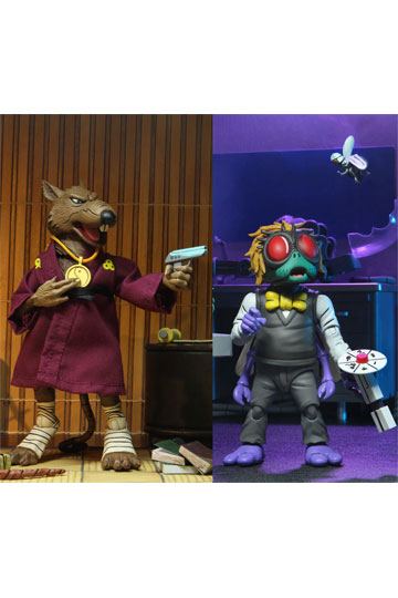NECA - TMNT Teenager Mutant Ninja Turtles Action Figure 2 Pack Splinter & Baxter