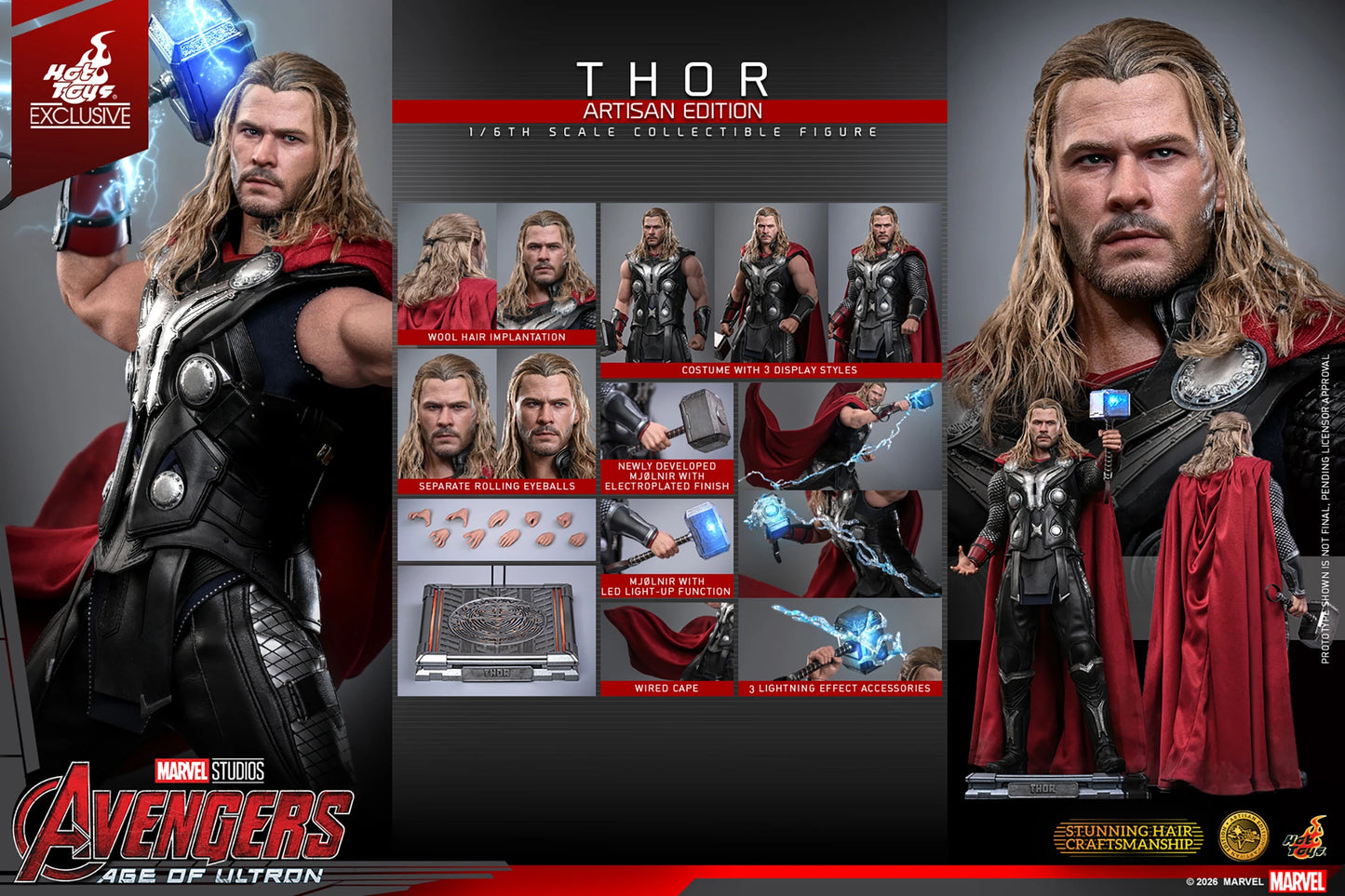 HOT TOYS - Avengers: Age of Ultron Action Figure 1/6 Thor (Artisan Edition) Hot Toys Exclusive  MMS867AE