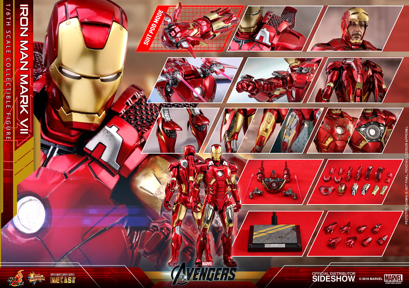 HOT TOYS - Marvel - Avengers - Iron Man Mark VII - Die Cast Movie Masterpiece 1:6 Action Doll MMS500-D27