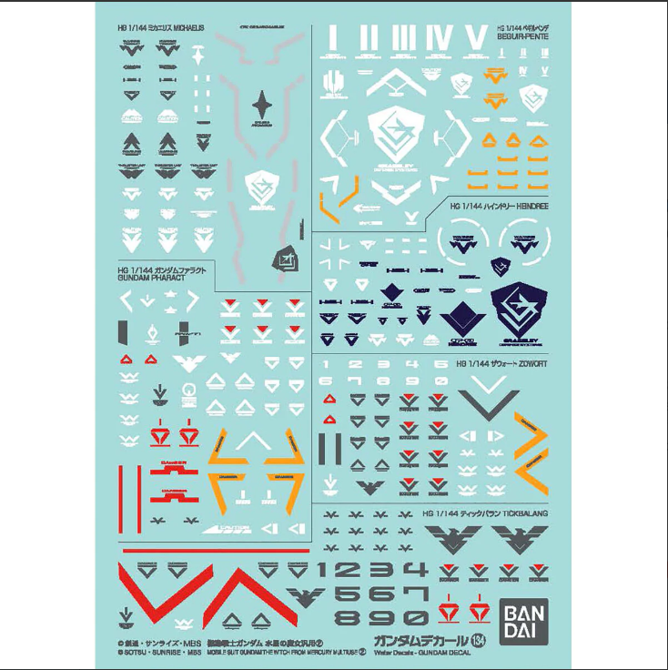 BANDAI - Gunpla - Decal - Witch from Mercury Multi 2 #134 1/144