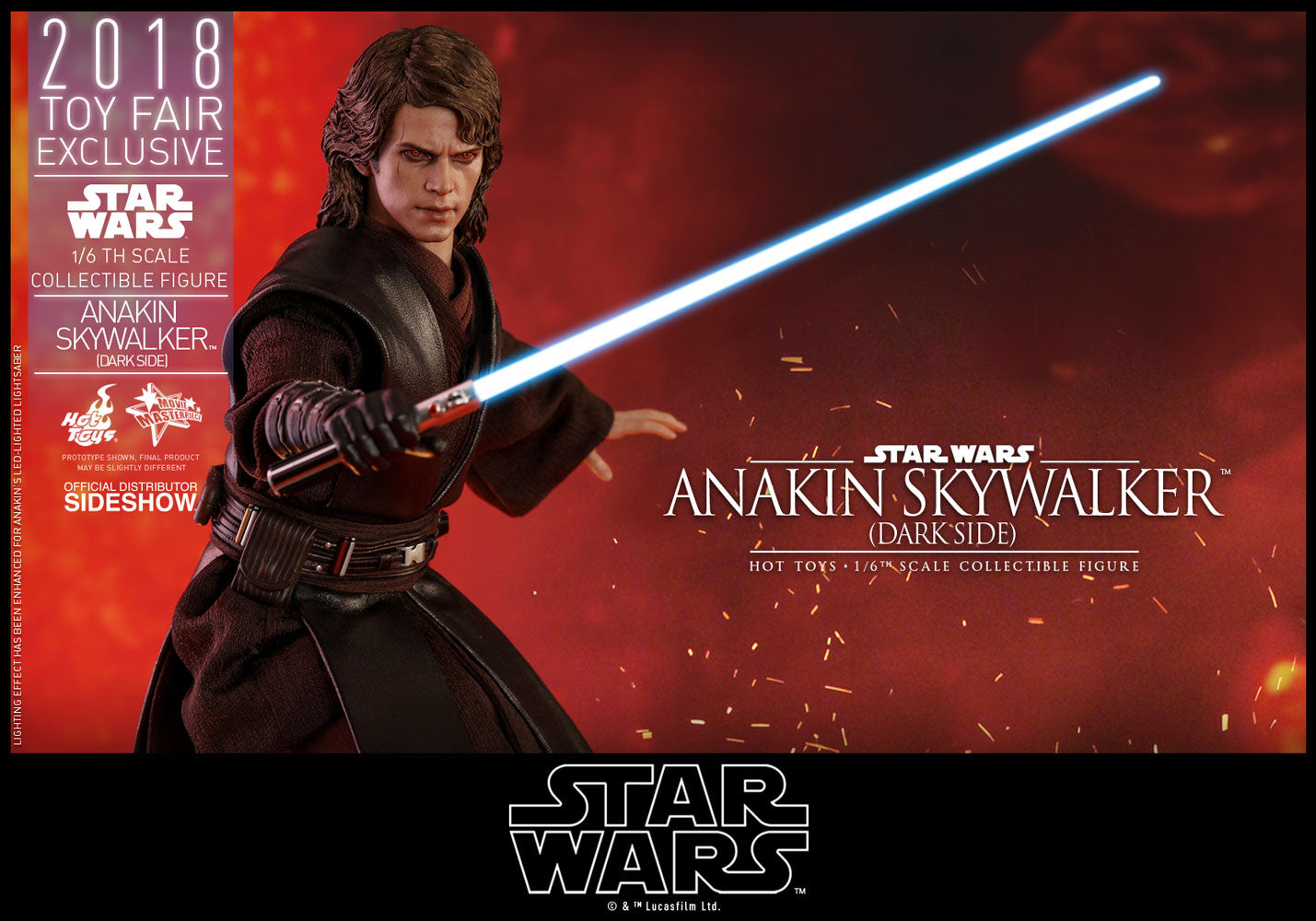 HOT TOYS - Star Wars - Episode III Revenge of The Sith - Anakin Skywalker Dark Side 2018 1:6 Action Doll Toy Fair EXCLUSIVE