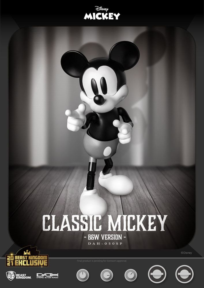 BEAST KINGDOM - Disney - Classic Dynamic Action Heroes Action Figure 1:9 Mickey Classic Ver Black & White Ver