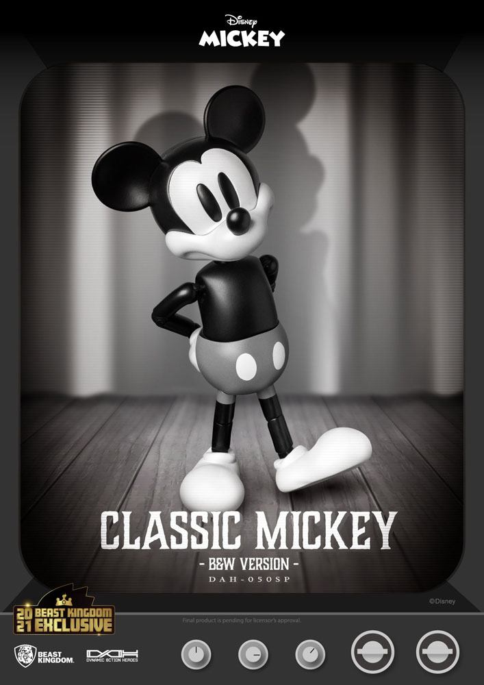 BEAST KINGDOM - Disney - Classic Dynamic Action Heroes Action Figure 1:9 Mickey Classic Ver Black & White Ver