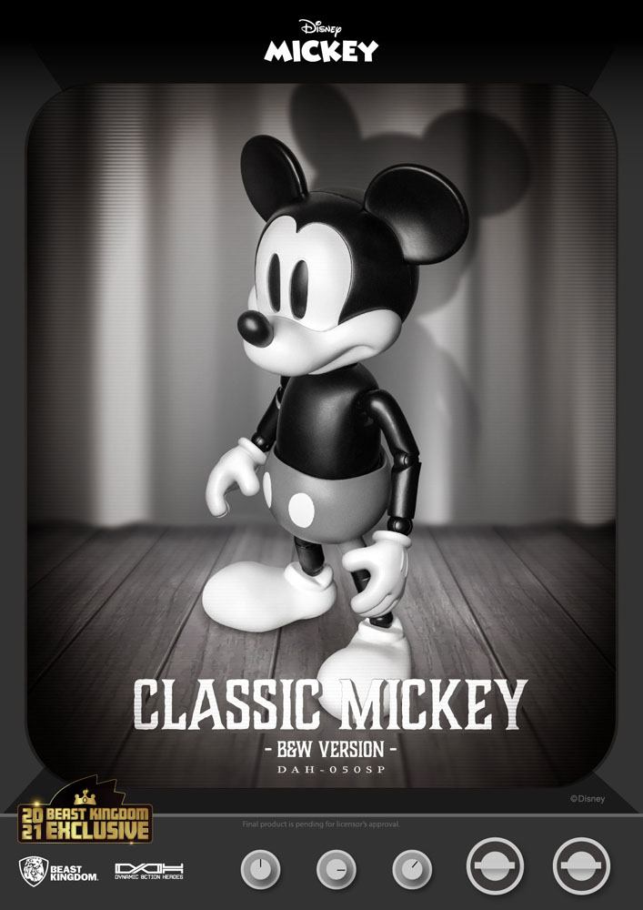 BEAST KINGDOM - Disney - Classic Dynamic Action Heroes Action Figure 1:9 Mickey Classic Ver Black & White Ver