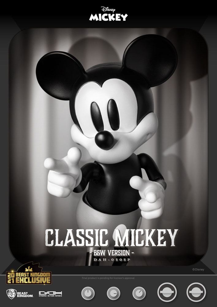 BEAST KINGDOM - Disney - Classic Dynamic Action Heroes Action Figure 1:9 Mickey Classic Ver Black & White Ver