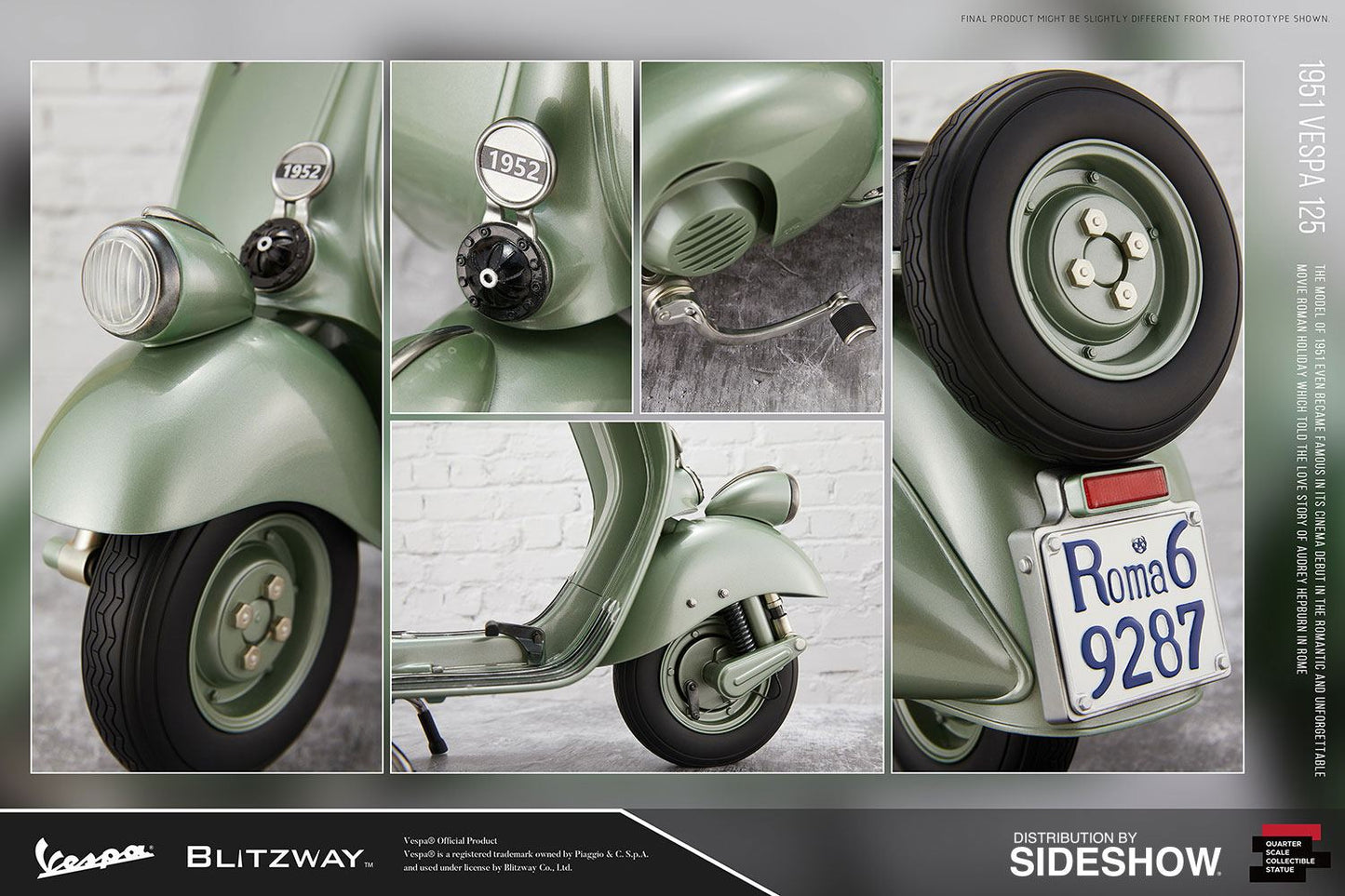 BLITZWAY - Vacanze Romane (Roman Holiday) - 1951 Vespa 125 - Statue 1:4