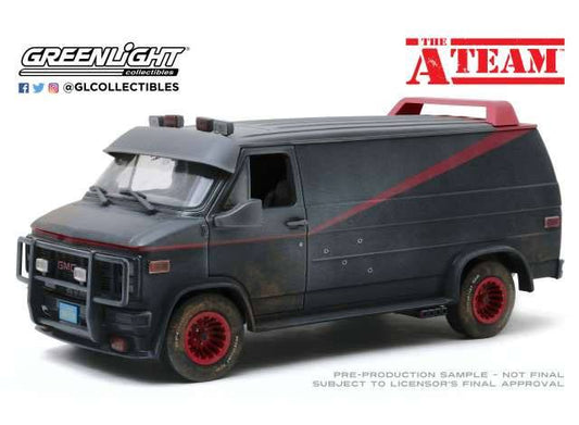 Greenlight - A-Team Die Cast Model 1/18 1983 GMC Vandura Weathered Ver with Bullet Holes