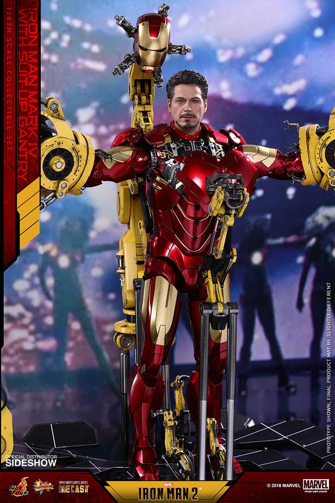 HOT TOYS - Iron Man 2 Diecast Movie Masterpiece Action Figure 1/6 Iron Man Mark IV & Suit-up Gantry MMS462D22
