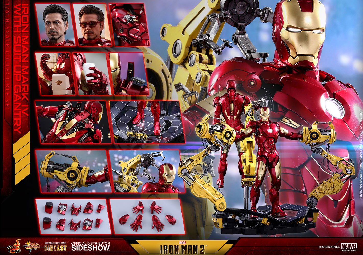 HOT TOYS - Iron Man 2 Diecast Movie Masterpiece Action Figure 1/6 Iron Man Mark IV & Suit-up Gantry MMS462D22