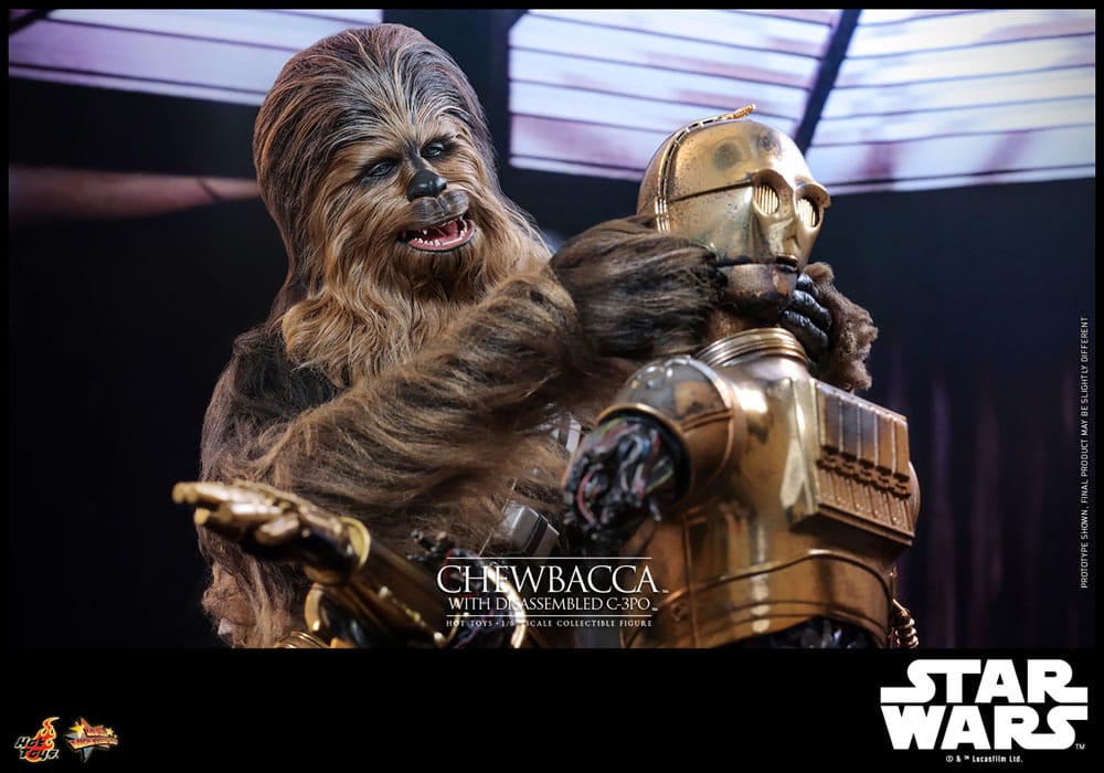 HOT TOYS - Star Wars Episode V Movie Masterpiece Action Figure 1/6 Chewbacca with Disassembled C-3PO