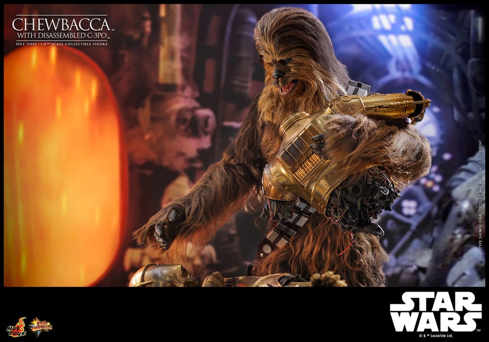 HOT TOYS - Star Wars Episode V Movie Masterpiece Action Figure 1/6 Chewbacca with Disassembled C-3PO