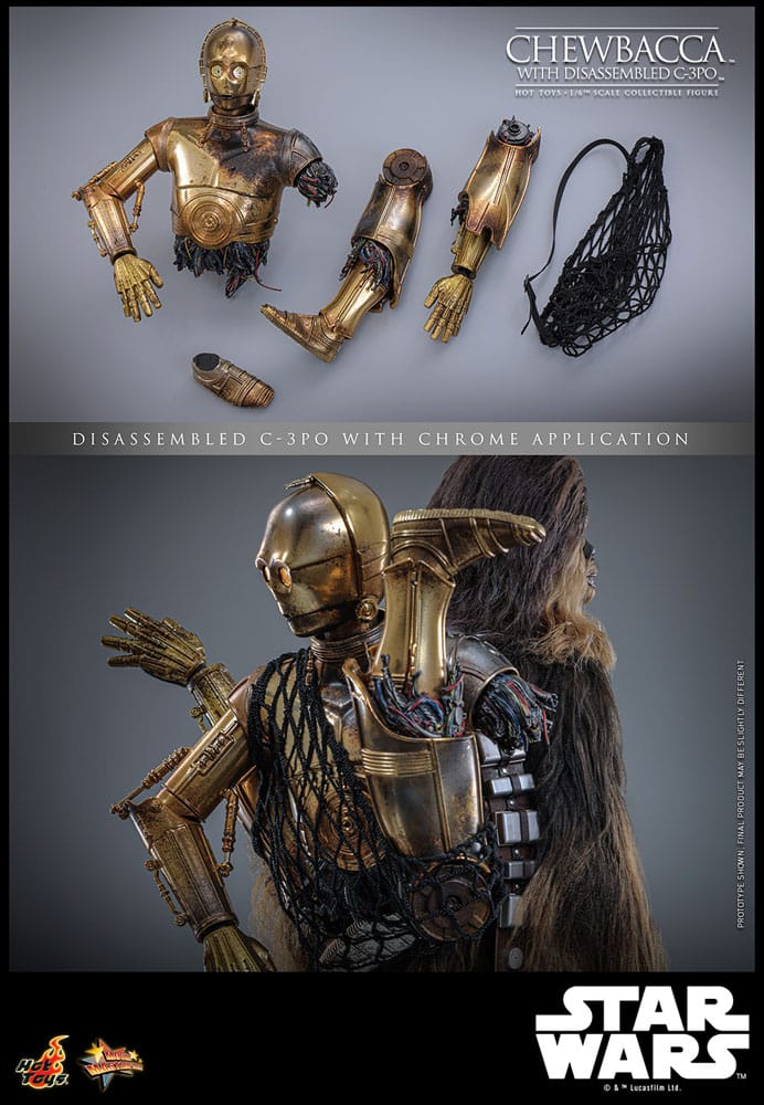 HOT TOYS - Star Wars Episode V Movie Masterpiece Action Figure 1/6 Chewbacca with Disassembled C-3PO