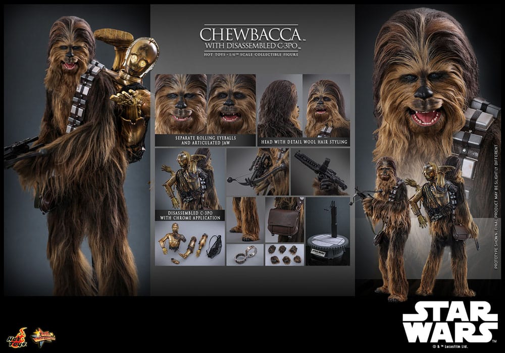 HOT TOYS - Star Wars Episode V Movie Masterpiece Action Figure 1/6 Chewbacca with Disassembled C-3PO