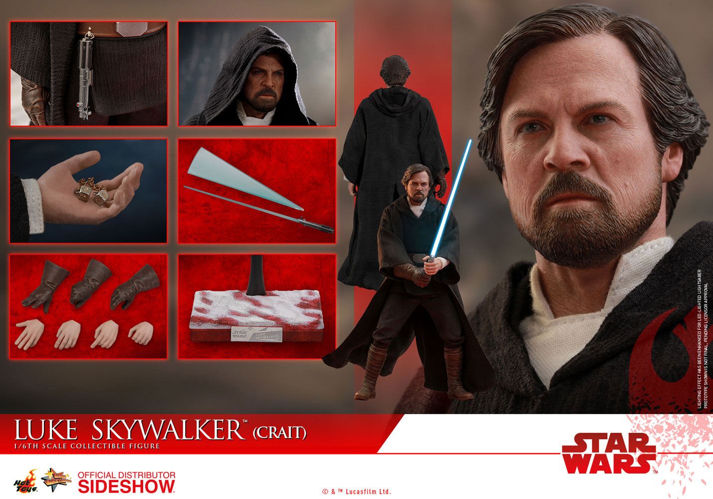 HOT TOYS - Star Wars - Episode VIII The Last Jedi - Luke Skywalker Crait - Movie Masterpiece 1:6 Action Doll MMS507