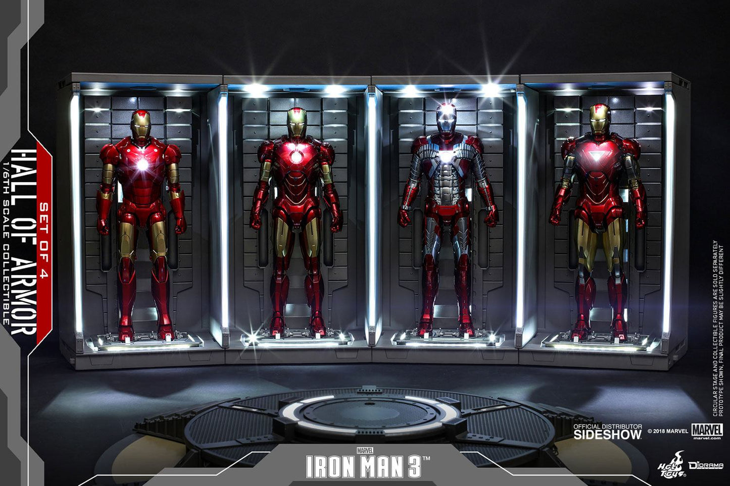 HOT TOYS - Marvel - Iron Man 3 - Hall of Armor Set of 4 - 1:6 Scale Accessory