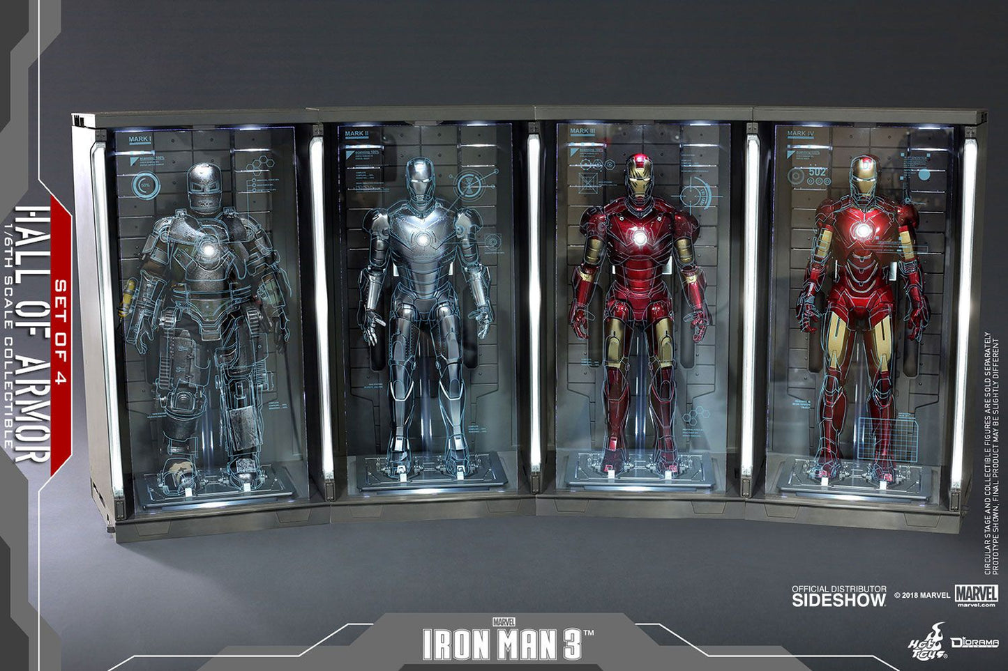 HOT TOYS - Marvel - Iron Man 3 - Hall of Armor Set of 4 - 1:6 Scale Accessory