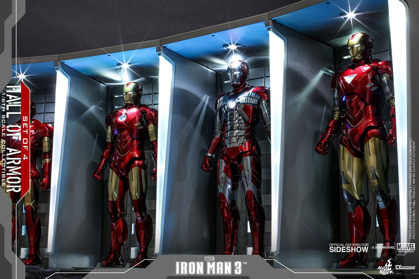 HOT TOYS - Marvel - Iron Man 3 - Hall of Armor Set of 4 - 1:6 Scale Accessory