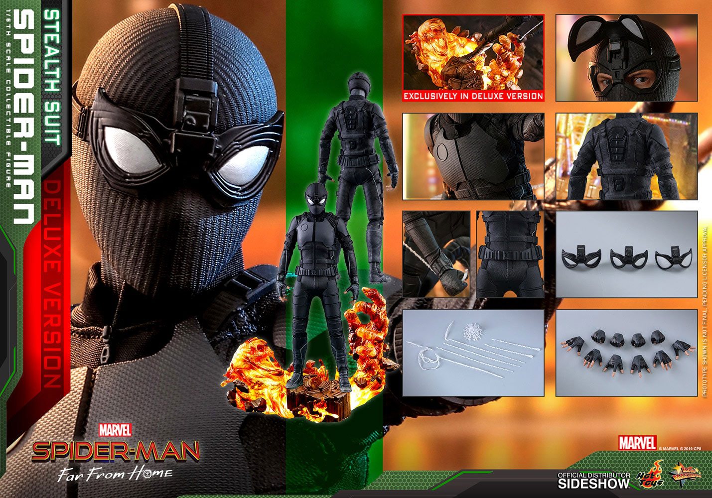 HOT TOYS - Spider-Man: Far From Home MM Action Figure 1/6 Spider-Man (Stealth Suit) Deluxe Version