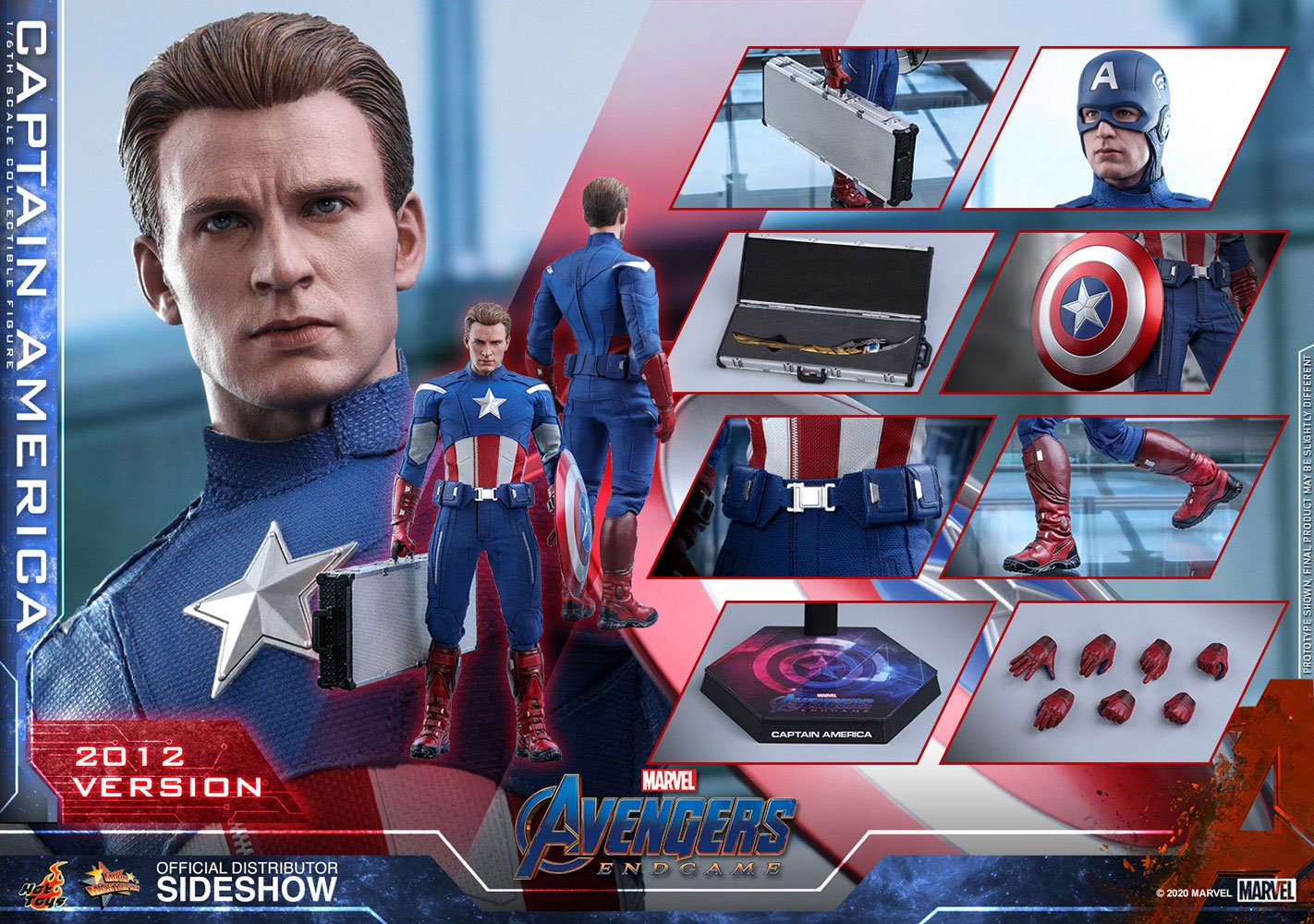 HOT TOYS - Marvel - Avengers Endgame Movie Masterpiece 1:6 Action Doll Captain America (2012 Ver) MMS563