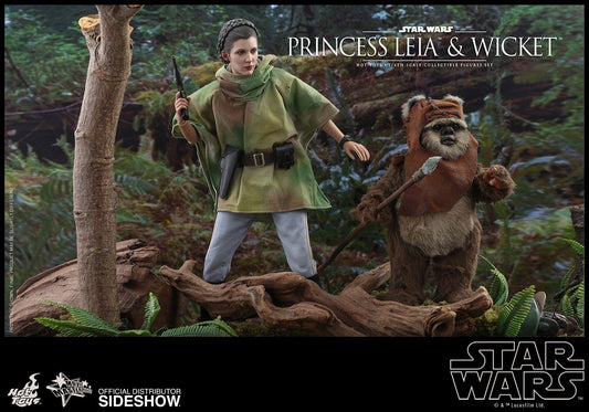 HOT TOYS - Star Wars Episode VI Movie Masterpiece 1:6 Action Doll 2 Pack 1:6 Princess Leia & Wicket MMS551