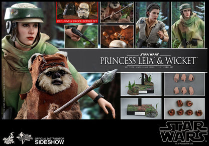 HOT TOYS - Star Wars Episode VI Movie Masterpiece 1:6 Action Doll 2 Pack 1:6 Princess Leia & Wicket MMS551
