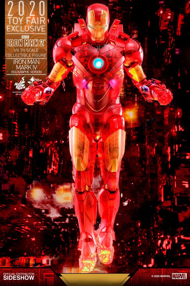 HOT TOYS - Marvel - Iron Man 2 MM 1:6 Action Doll Iron Man Mark IV (Holographic Ver) 2020 Toy Fair EXCLUSIVE MMS568