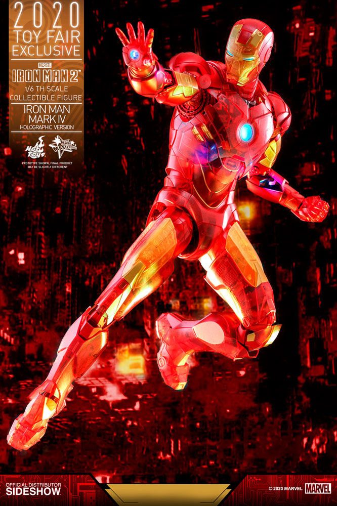 HOT TOYS - Marvel - Iron Man 2 MM 1:6 Action Doll Iron Man Mark IV (Holographic Ver) 2020 Toy Fair EXCLUSIVE MMS568