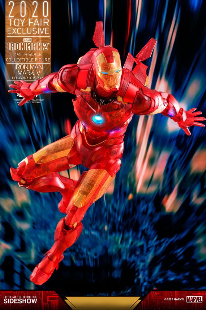 HOT TOYS - Marvel - Iron Man 2 MM 1:6 Action Doll Iron Man Mark IV (Holographic Ver) 2020 Toy Fair EXCLUSIVE MMS568