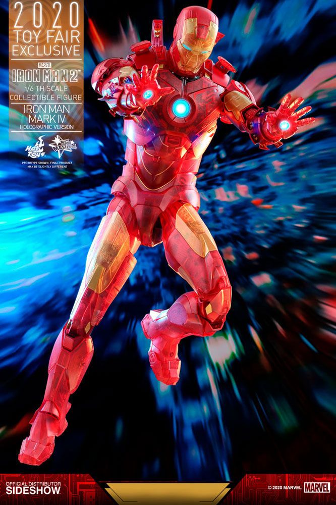 HOT TOYS - Marvel - Iron Man 2 MM 1:6 Action Doll Iron Man Mark IV (Holographic Ver) 2020 Toy Fair EXCLUSIVE MMS568