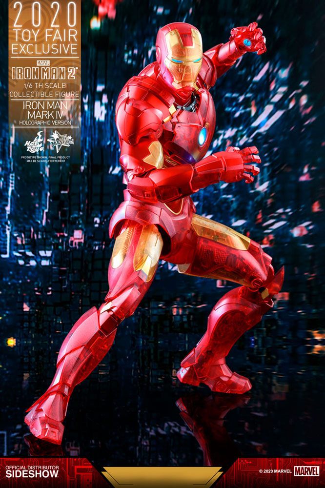 HOT TOYS - Marvel - Iron Man 2 MM 1:6 Action Doll Iron Man Mark IV (Holographic Ver) 2020 Toy Fair EXCLUSIVE MMS568