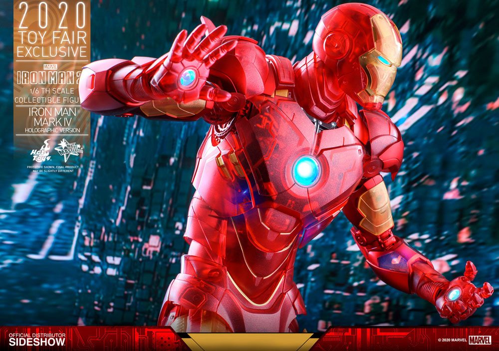 HOT TOYS - Marvel - Iron Man 2 MM 1:6 Action Doll Iron Man Mark IV (Holographic Ver) 2020 Toy Fair EXCLUSIVE MMS568