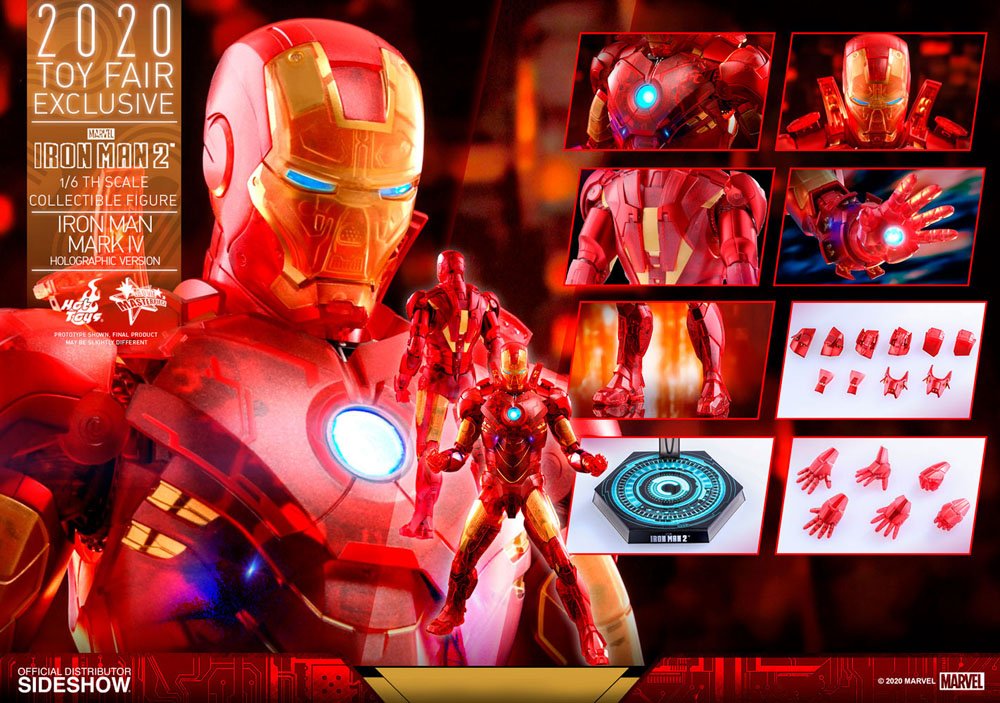 HOT TOYS - Marvel - Iron Man 2 MM 1:6 Action Doll Iron Man Mark IV (Holographic Ver) 2020 Toy Fair EXCLUSIVE MMS568