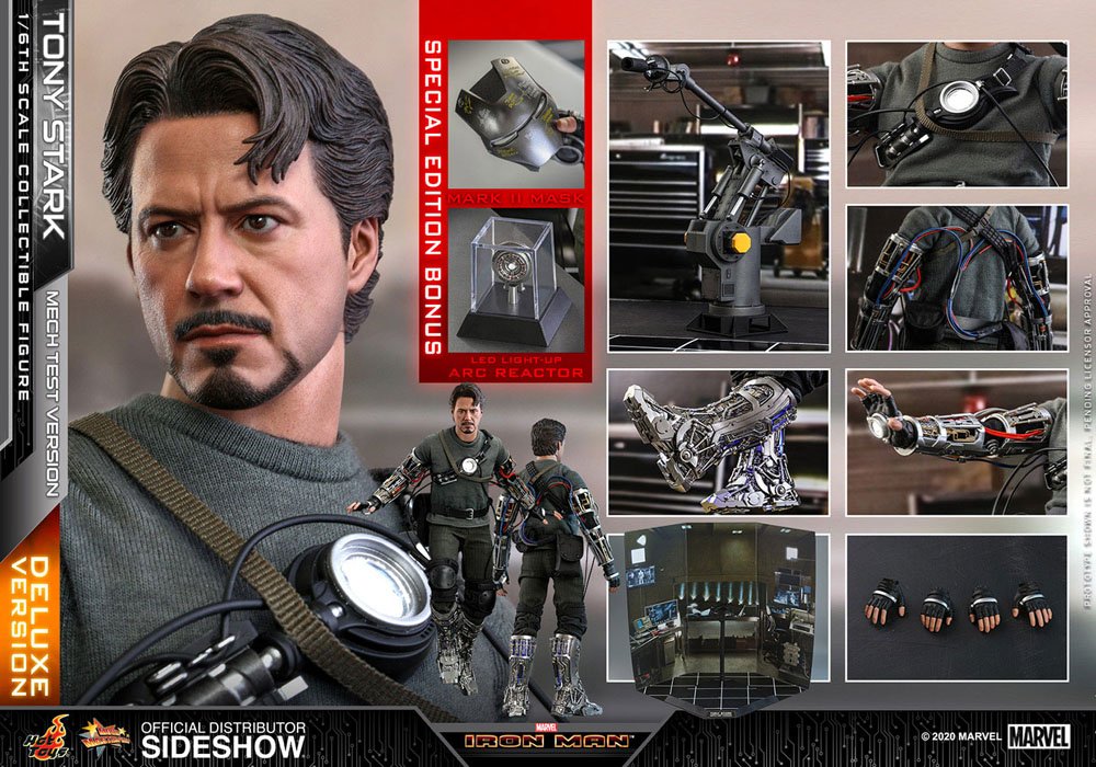 HOT TOYS - Marvel - Iron Man Movie Masterpiece 1:6 Action Doll Tony Stark (Mech Test DeLuxe Ver) MMS582