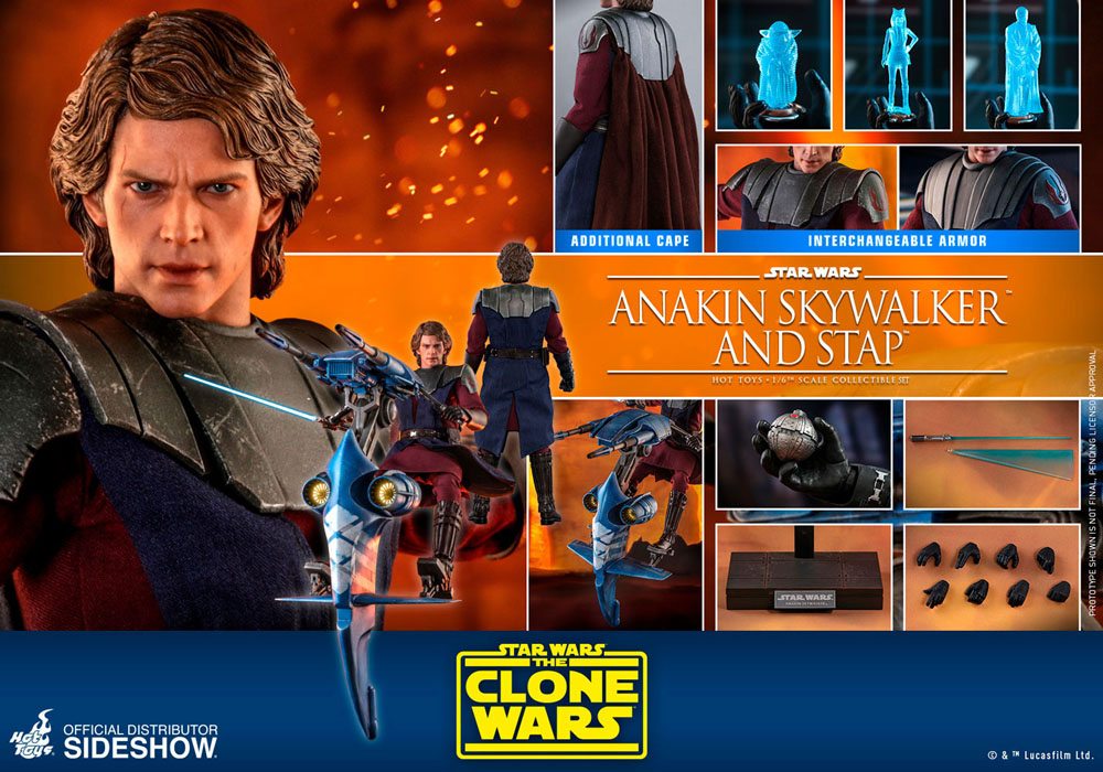 HOT TOYS - Star Wars The Clone Wars 1:6 Action Doll Anakin Skywalker & Stap Set TMS020