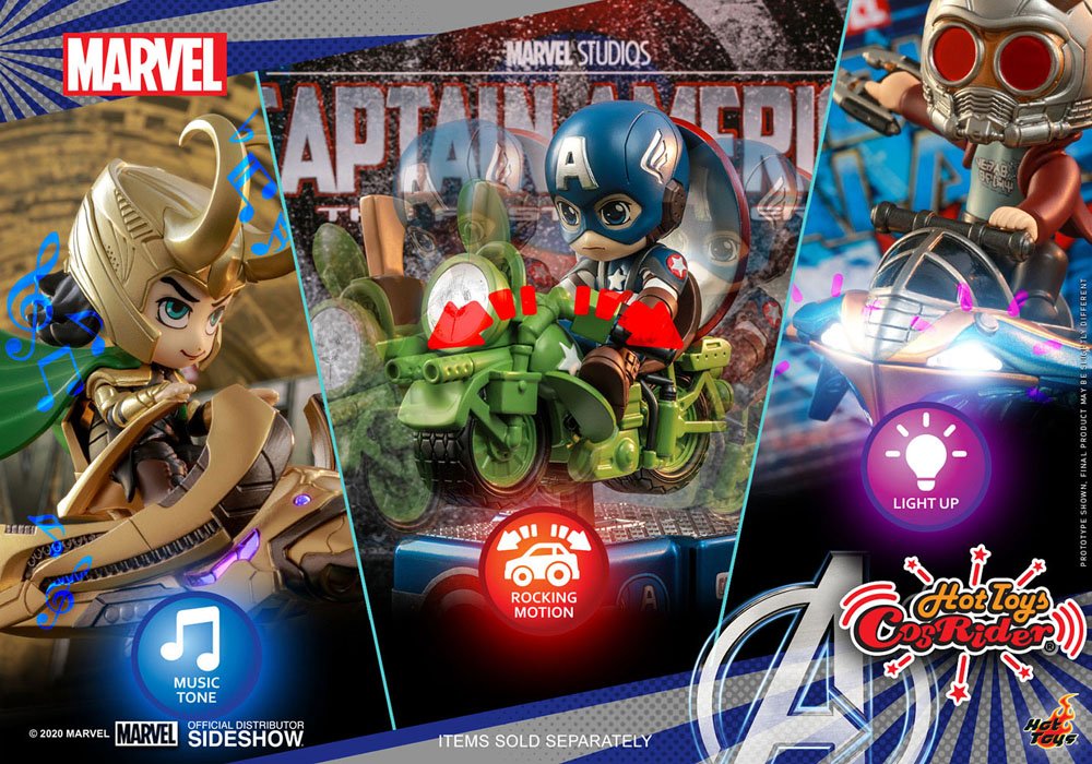 HOT TOYS - Marvel - Comics Cosrider Mini Figure with Sound & Light Up Captain America