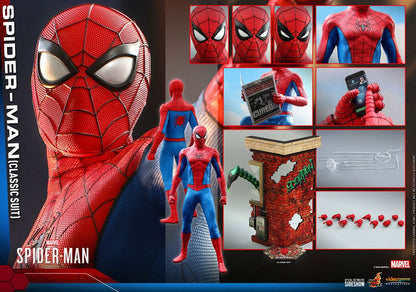 HOT TOYS - Marvel - Spider-Man Videogame Masterpiece 1:6 Action Doll Spider-Man Classic Suit