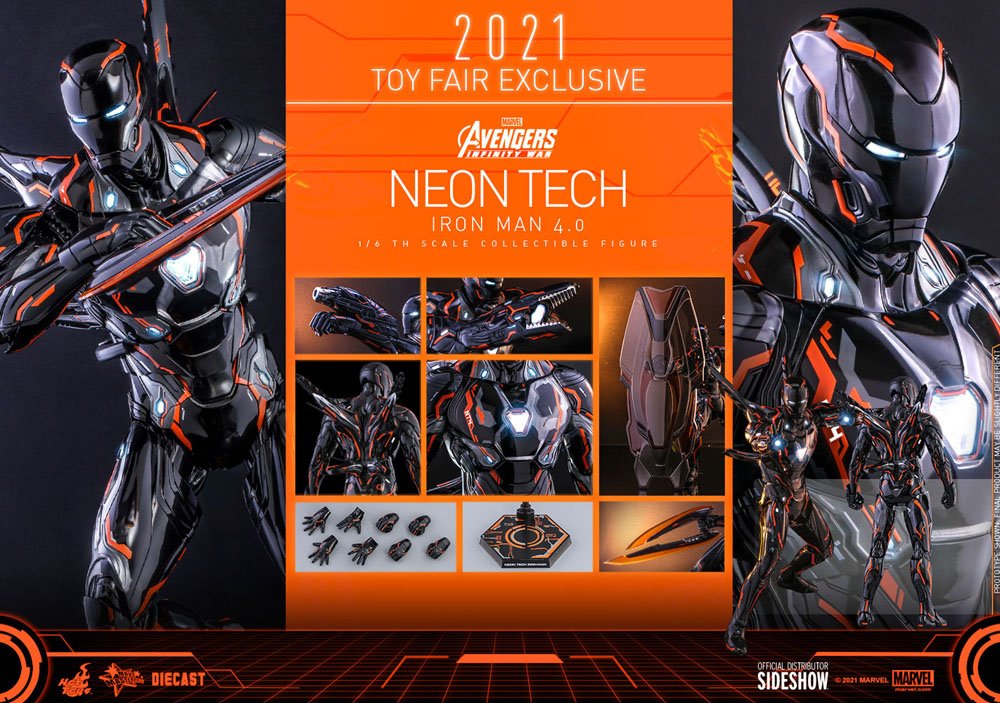 HOT TOYS - Marvel - Avengers Infinity War 1:6 Action Doll Iron Man Neon Tech 4.0 2021 Toy Fair EXCLUSIVE MMS597 - D39