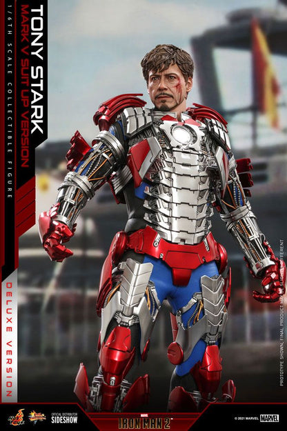 HOT TOYS - Marvel - Iron Man 2 - Tony Stark Mark V Suit Up Ver DeLuxe 1:6 Action Doll MMS6007