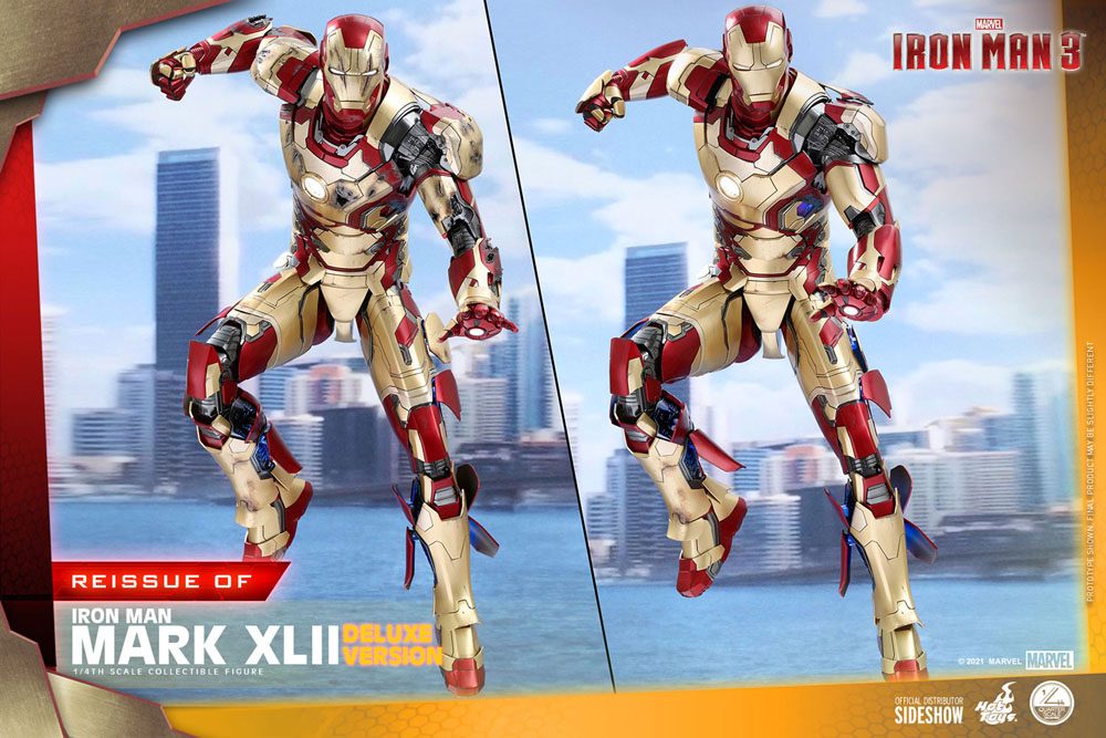 HOT TOYS - Marvel - Iron Man 3 1:4 Action Doll Iron Man Mark XLII DeLuxe Ver QS008