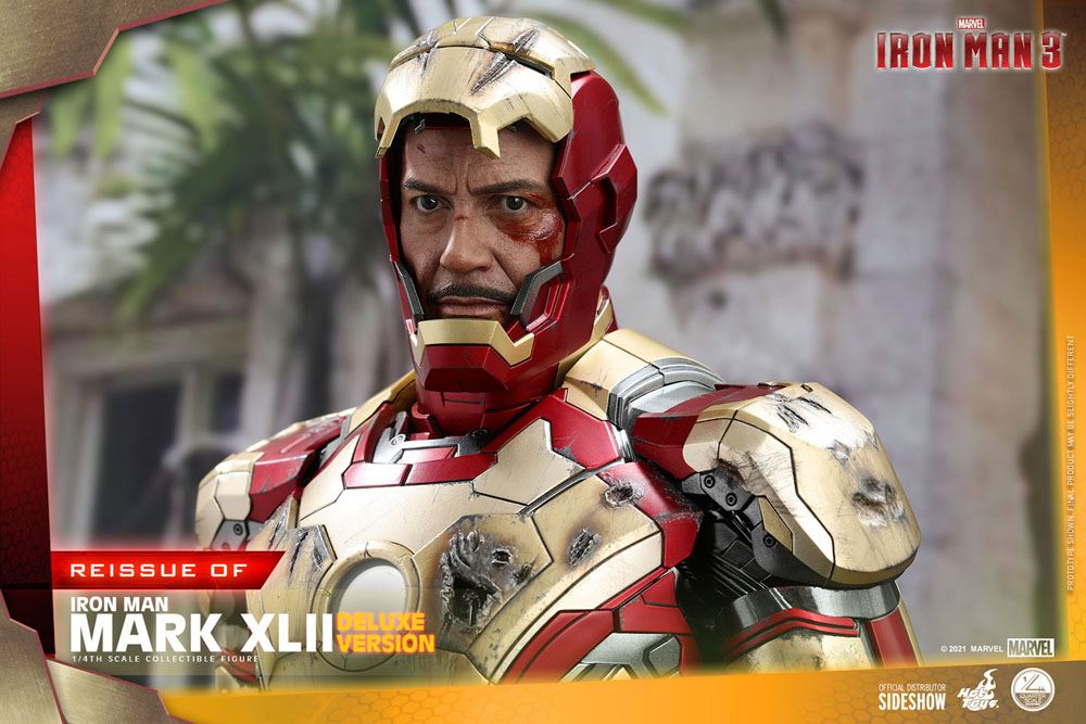 HOT TOYS - Marvel - Iron Man 3 1:4 Action Doll Iron Man Mark XLII DeLuxe Ver QS008