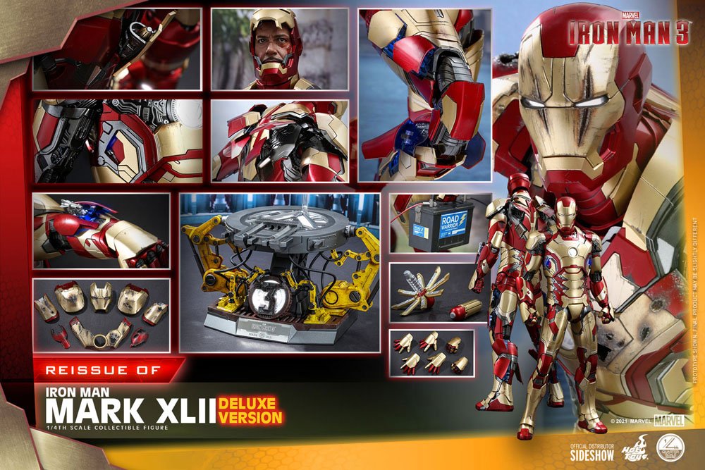 HOT TOYS - Marvel - Iron Man 3 1:4 Action Doll Iron Man Mark XLII DeLuxe Ver QS008