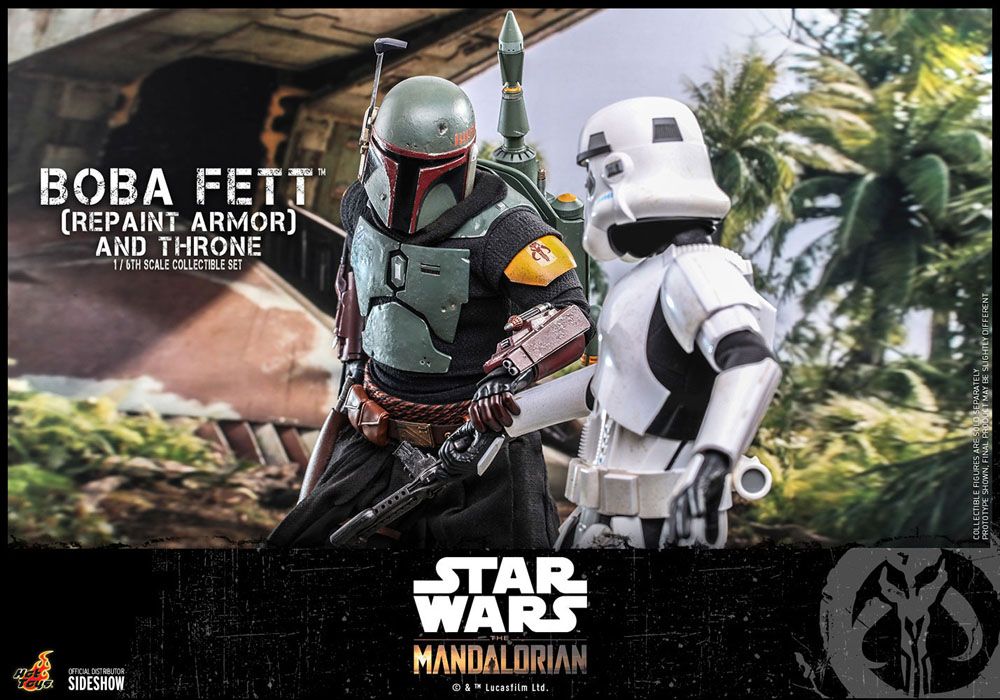 HOT TOYS - Star Wars The Mandalorian 1:6 Action Doll Boba Fett (Repaint Armor) and Thrones TMS056