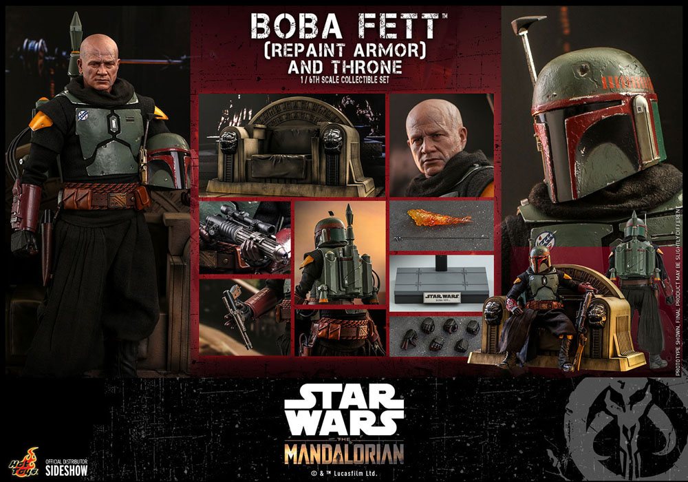 HOT TOYS - Star Wars The Mandalorian 1:6 Action Doll Boba Fett (Repaint Armor) and Thrones TMS056