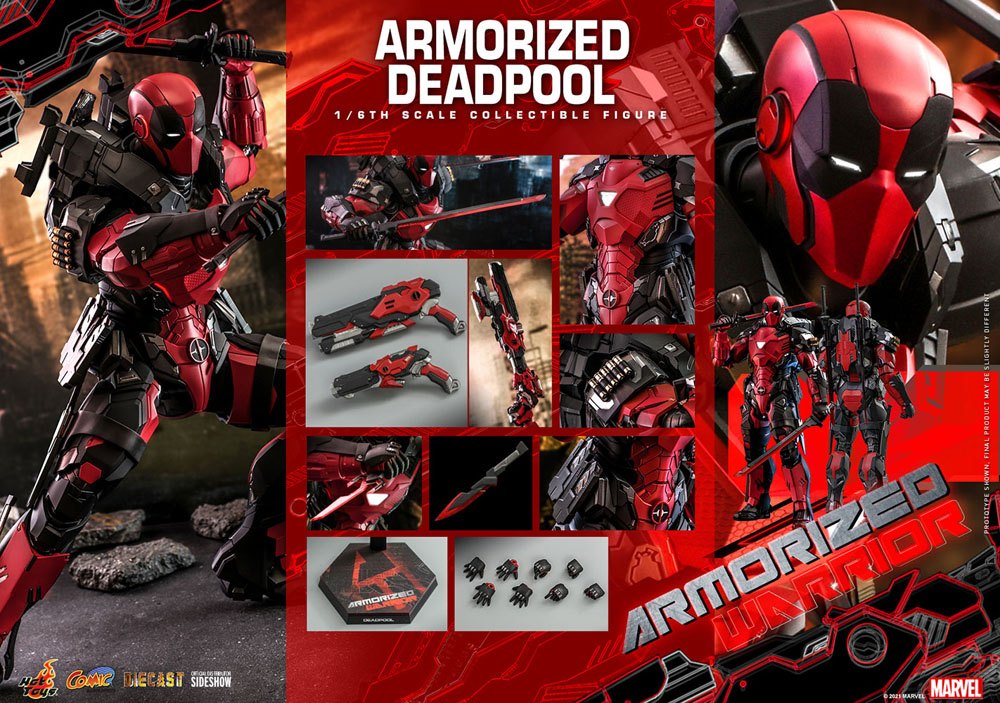 HOT TOYS - Marvel - Comic Masterpiece 1:6 Action Doll Armorized Deadpool CMS09 - D42