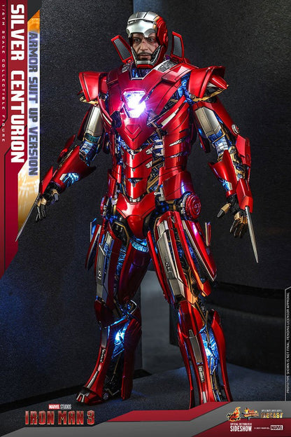 HOT TOYS - Marvel - Iron Man 3 Movie Masterpiece 1:6 Action Doll Silver Centurion (Armor Suit Up Ver)