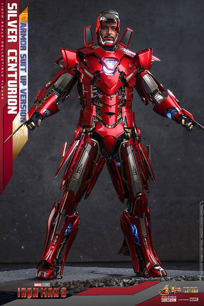 HOT TOYS - Marvel - Iron Man 3 Movie Masterpiece 1:6 Action Doll Silver Centurion (Armor Suit Up Ver)