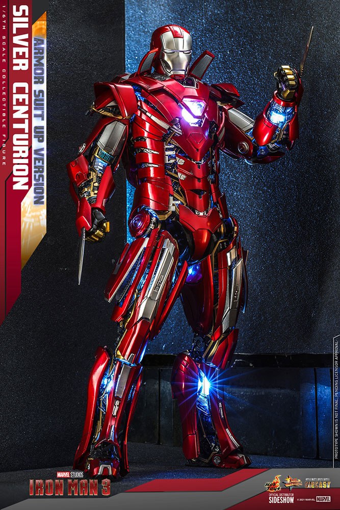 HOT TOYS - Marvel - Iron Man 3 Movie Masterpiece 1:6 Action Doll Silver Centurion (Armor Suit Up Ver)