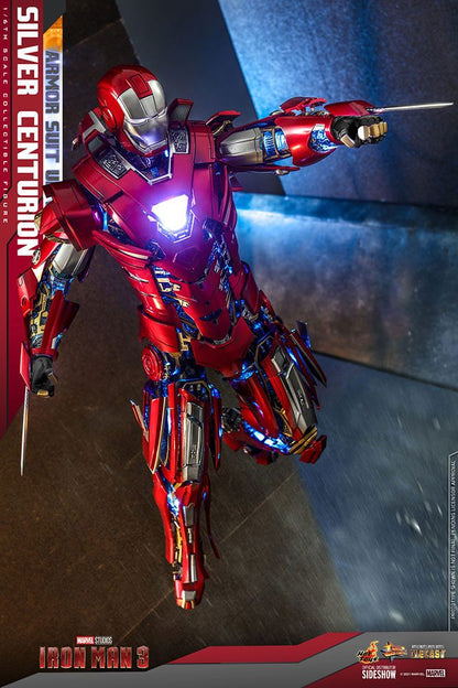 HOT TOYS - Marvel - Iron Man 3 Movie Masterpiece 1:6 Action Doll Silver Centurion (Armor Suit Up Ver)