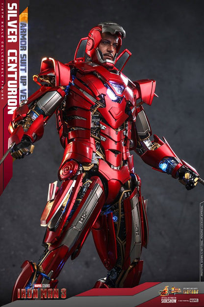 HOT TOYS - Marvel - Iron Man 3 Movie Masterpiece 1:6 Action Doll Silver Centurion (Armor Suit Up Ver)