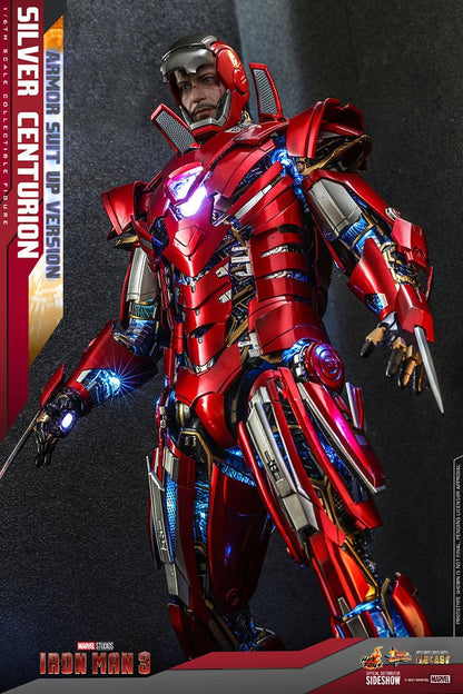 HOT TOYS - Marvel - Iron Man 3 Movie Masterpiece 1:6 Action Doll Silver Centurion (Armor Suit Up Ver)